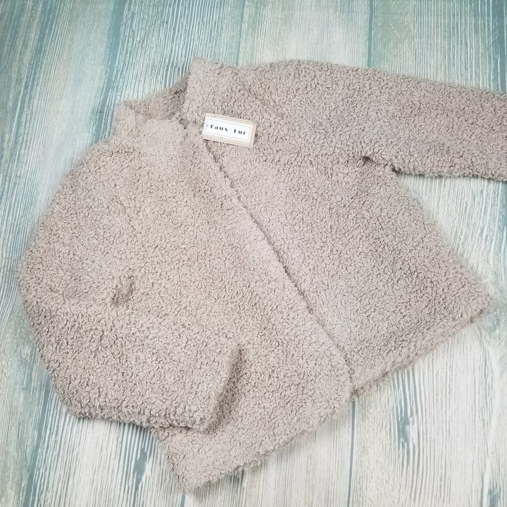 New DEMOCRACY faux fur open front jacket